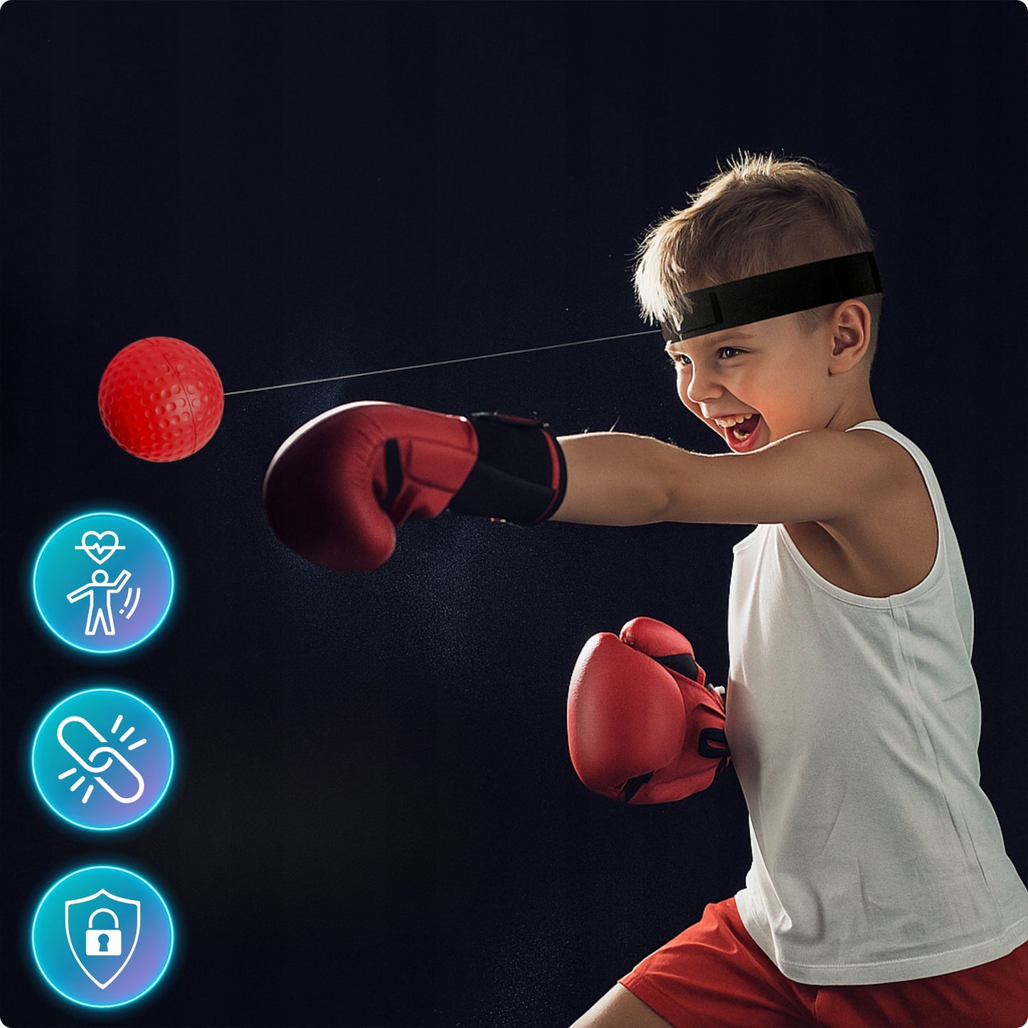 Reflekso kamuolys ant galvos bokso treniruočių rinkinys REFLEX BALL 3 vnt.