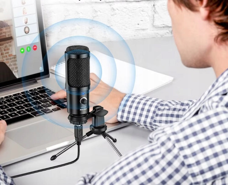 Mikrofonas New Bee USB kompiuteriui talpinis žaidimų stalinis + stovas