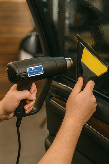 Elektrinis karšto oro pūtiklis 2000W, reguliuojamas, 230V, 2 greičiai, 100-600°C, galingas + 4 antgaliai