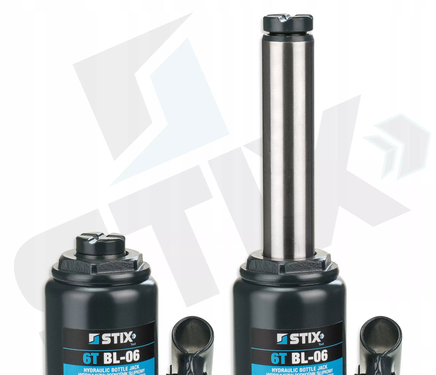 Stulpinių keltuvų 6T 200-405mm butelinis dviejų pakopų domkratas BL-06 STIX