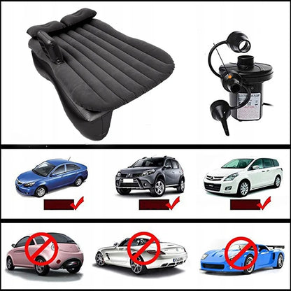 Bedee pripučiamas kelioninis čiužinys automobiliui su pagalvėmis ir pompa, juodas