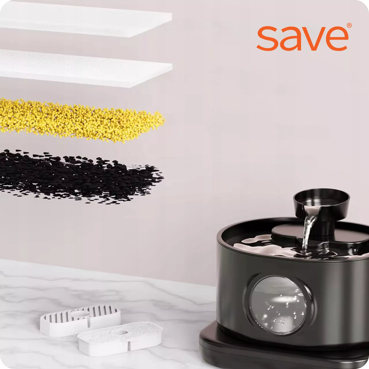 Belaidė automatinė gertuvė-fontanėle katėms ir šunims „Save“ su judesio jutikliu