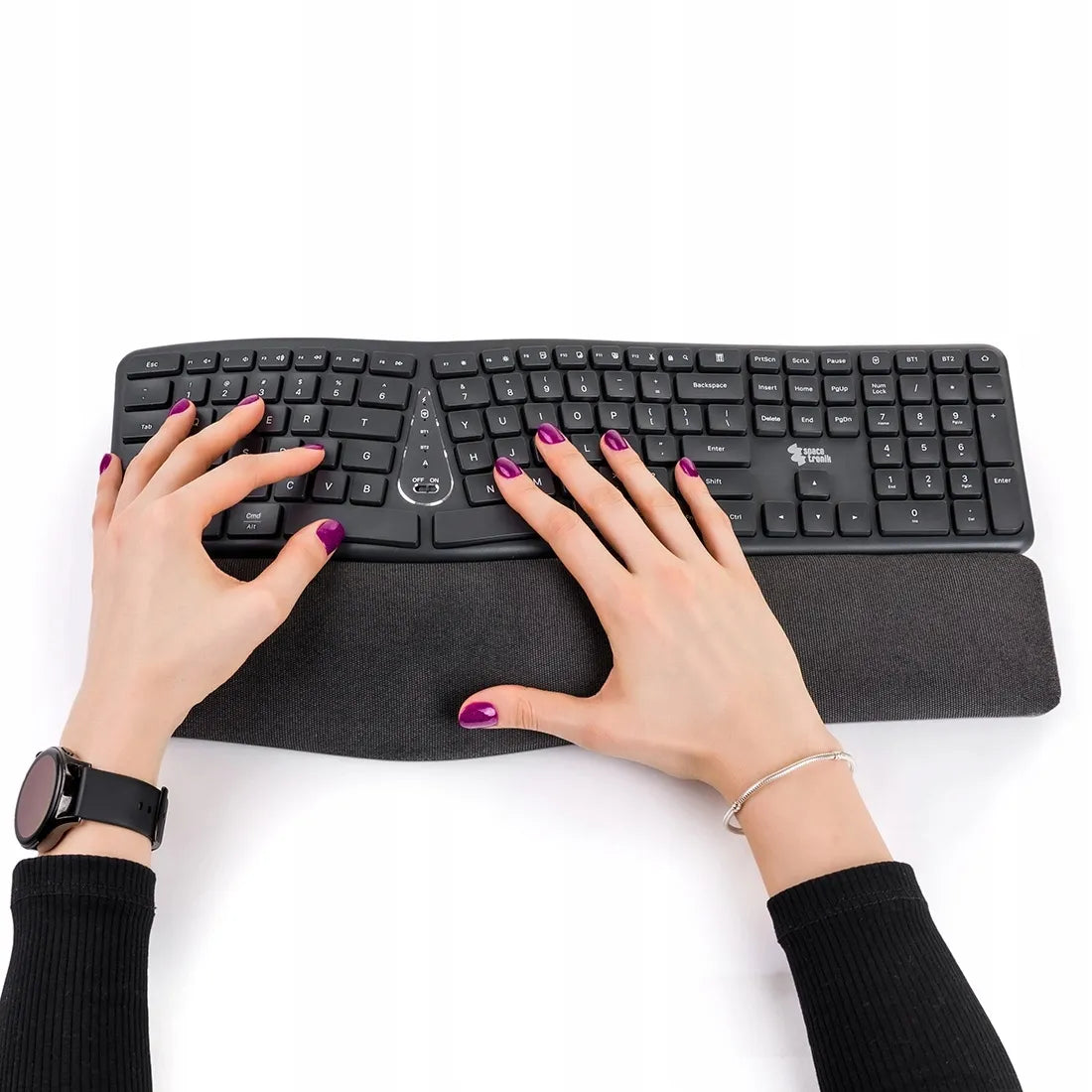 Belaidė ergonomiška klaviatūra ir pelė Spacetronik USB 2.4 GHz Bluetooth RINKINYS