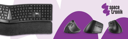 Belaidė ergonomiška klaviatūra ir pelė Spacetronik USB 2.4 GHz Bluetooth RINKINYS