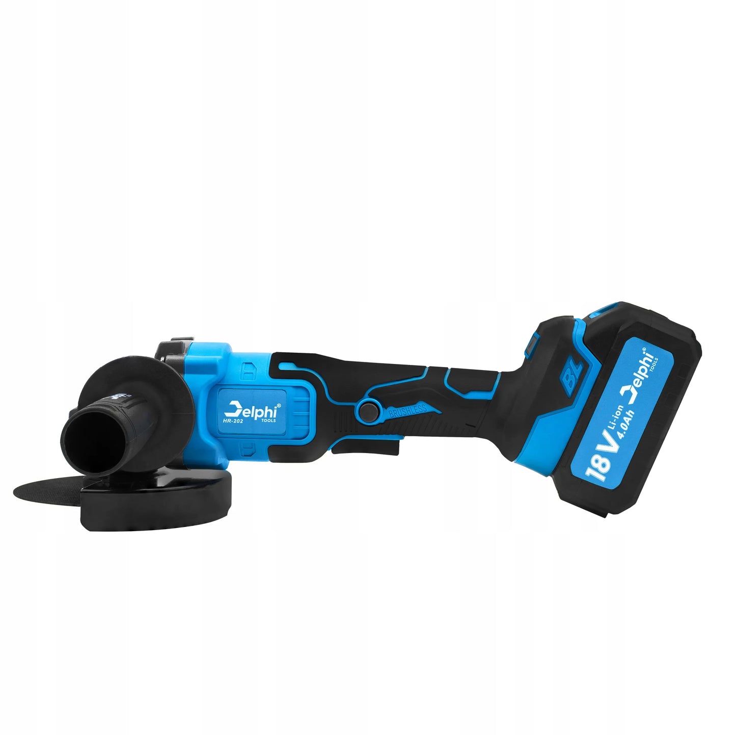 Belaidė kampinis šlifuoklis bešepetėlinis Delphi Tools 1x4.0Ah 18V