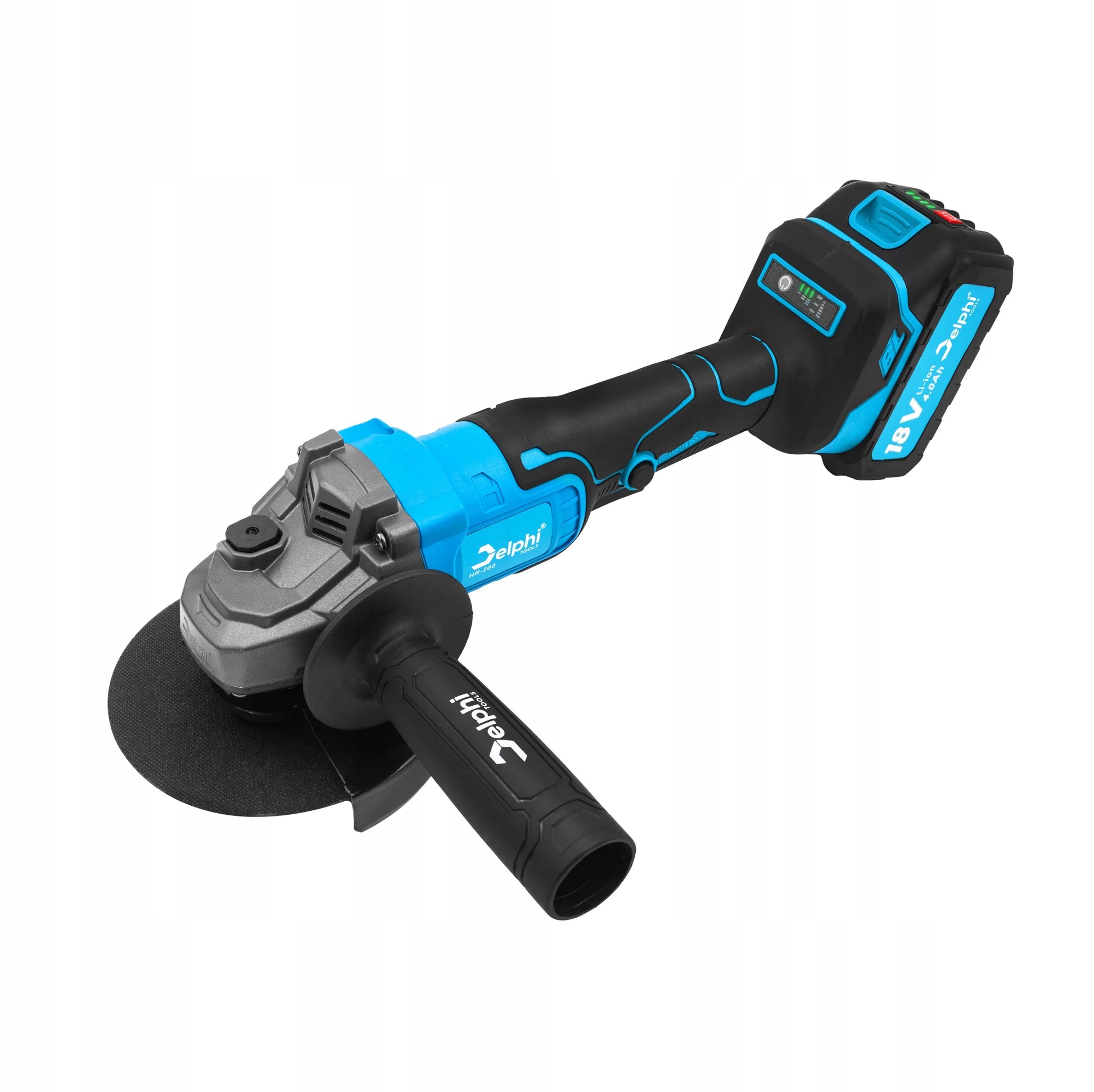 Belaidė kampinis šlifuoklis bešepetėlinis Delphi Tools 1x4.0Ah 18V