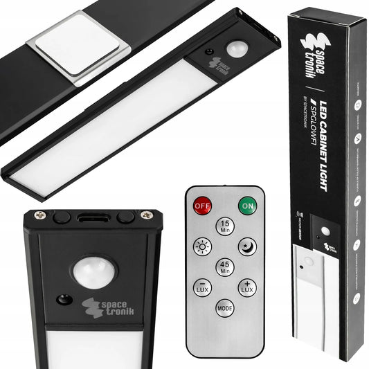 Belaidė LED lemputė 20 cm, baldinė juosta su USB, magnetu ir judesio jutikliu Spacetronik