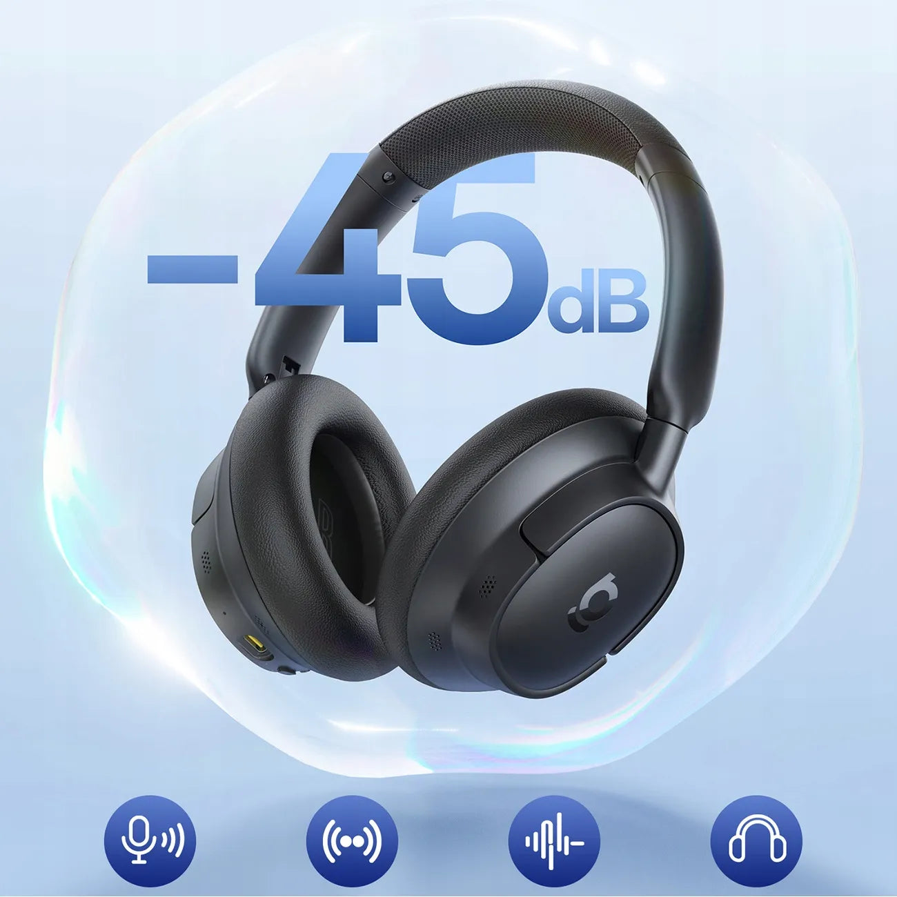 Belaidės ausinės ant ausų Baseus Bass BH1 NC ANC SuperBass Bluetooth