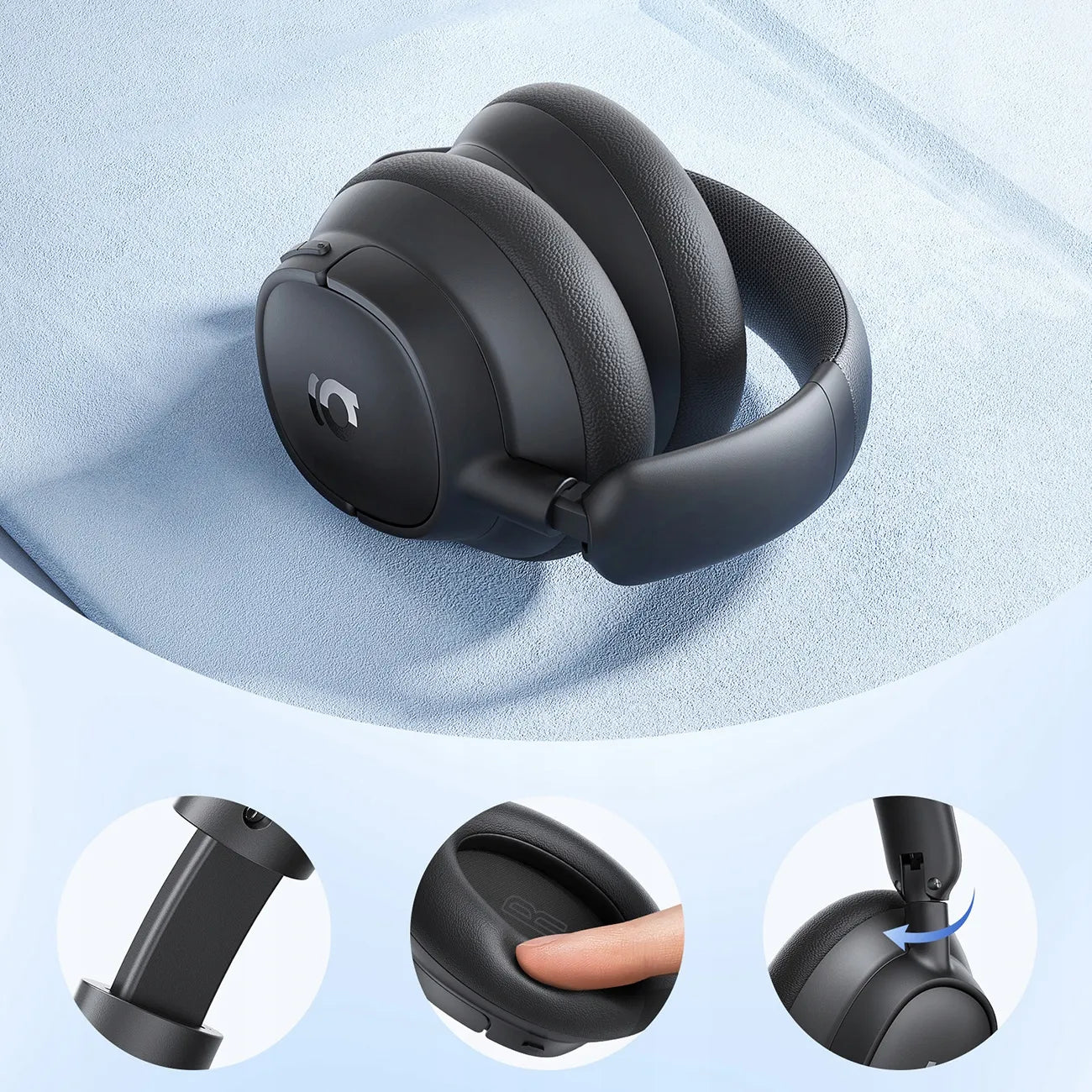 Belaidės ausinės ant ausų Baseus Bass BH1 NC ANC SuperBass Bluetooth