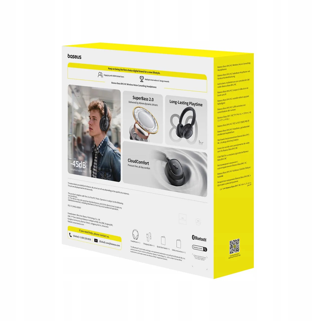Belaidės ausinės ant ausų Baseus Bass BH1 NC ANC SuperBass Bluetooth