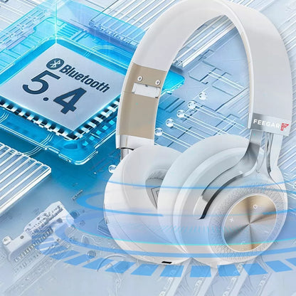 Belaidės ausinės ant ausų „FEEGAR AlphaBeat ANC 65H“, baltos, „Bluetooth 5.4“