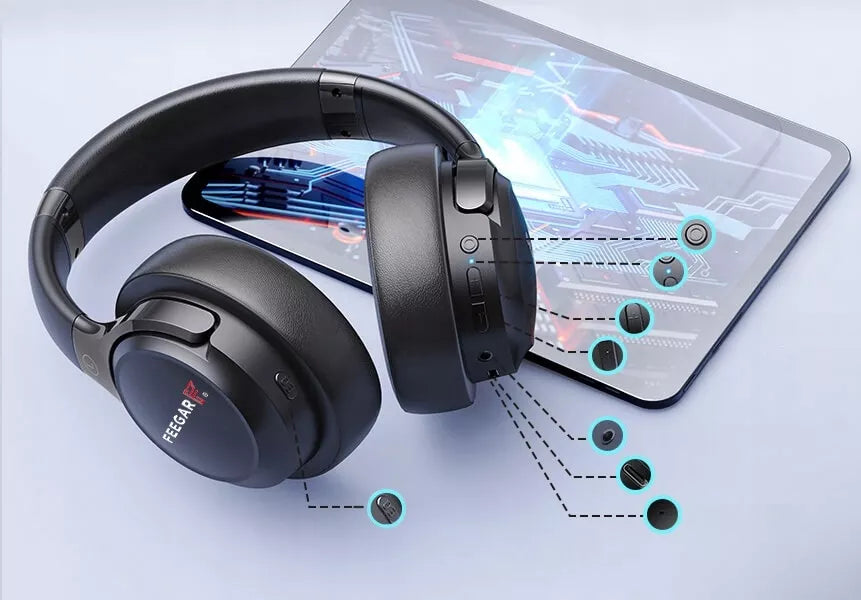 Belaidės ausinės FEEGAR Mello ant ausų 65 val. Bluetooth 5.3 mikrofonas 6EQ