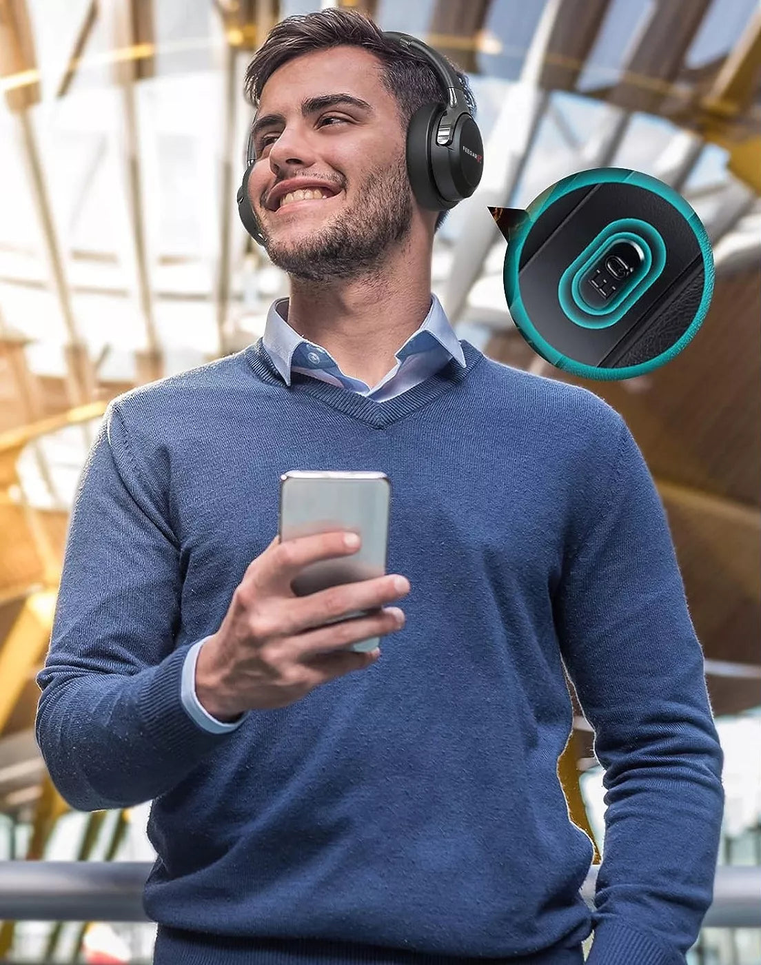Belaidės ausinės FEEGAR Mello ant ausų 65 val. Bluetooth 5.3 mikrofonas 6EQ