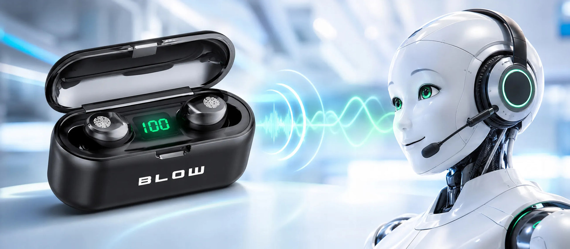 Belaidės įstatomos ausinės Bluetooth 5.1 su įkrovimo dėklu ir mikrofonu BLOW BTE200