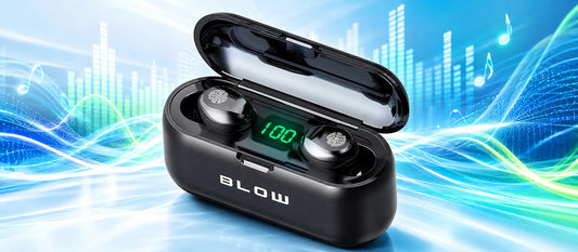 Belaidės įstatomos ausinės Bluetooth 5.1 su įkrovimo dėklu ir mikrofonu BLOW BTE200