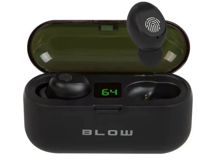 Belaidės įstatomos ausinės Bluetooth 5.1 su įkrovimo dėklu ir mikrofonu BLOW BTE200