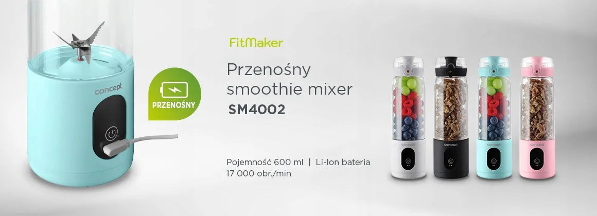 Belaidis asmeninis kokteilių plaktuvas Concept FitMaker SM4002, šviesiai mėlynas