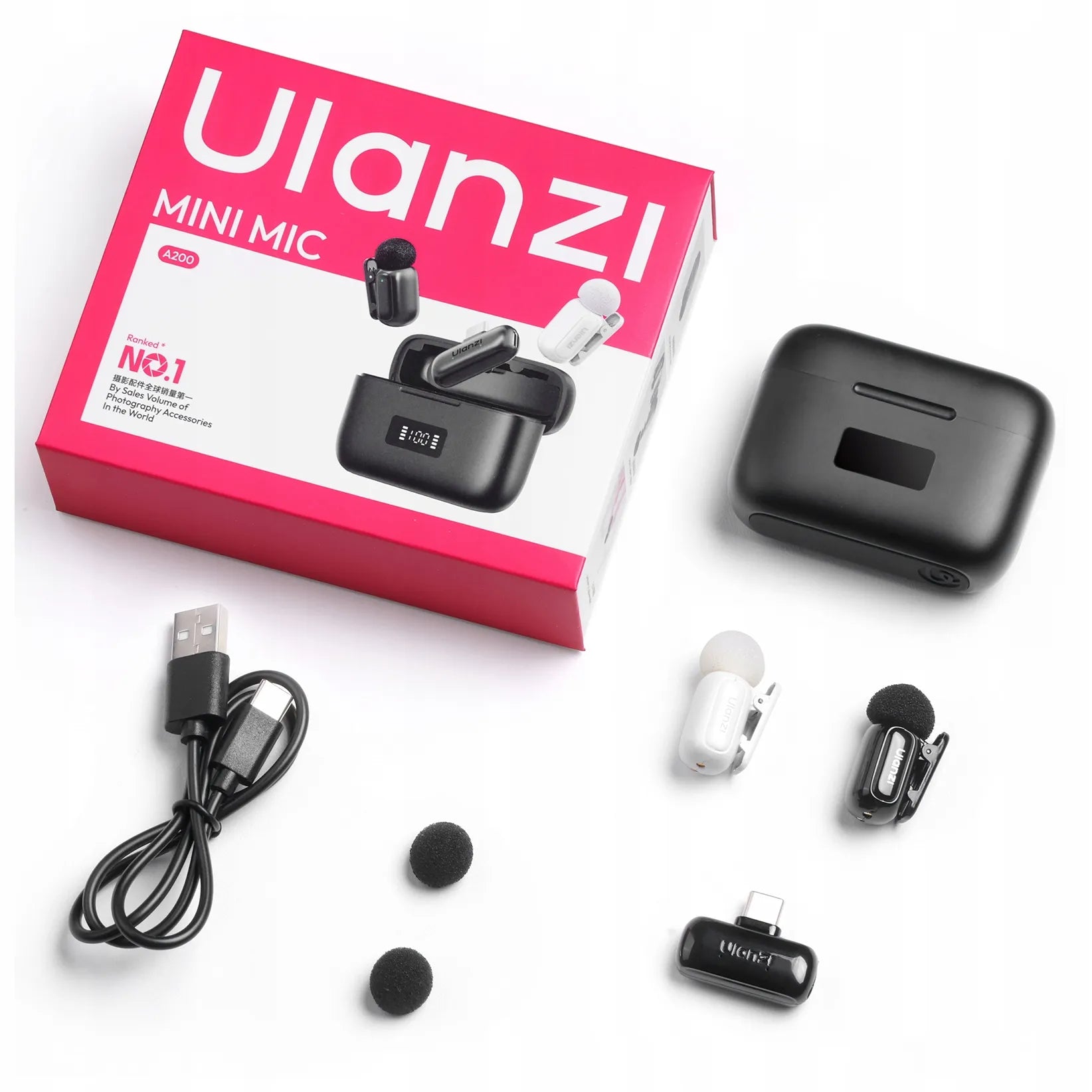 Belaidis atlapo mikrofonas Ulanzi A200 USB-C, skirtas Android ir iOS telefonams