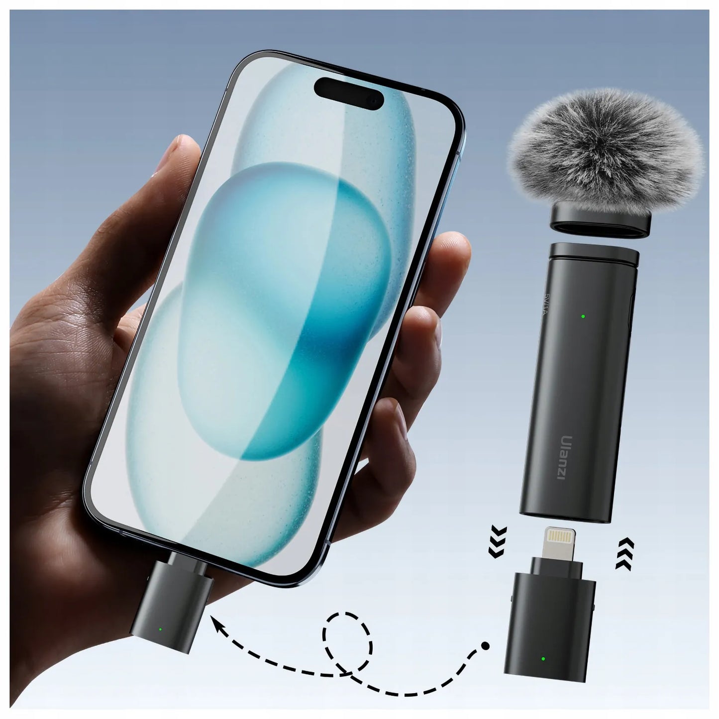 Belaidis atlapo mikrofonas Ulanzi WM-10, skirtas iPhone 14 13 12 BLUETOOTH