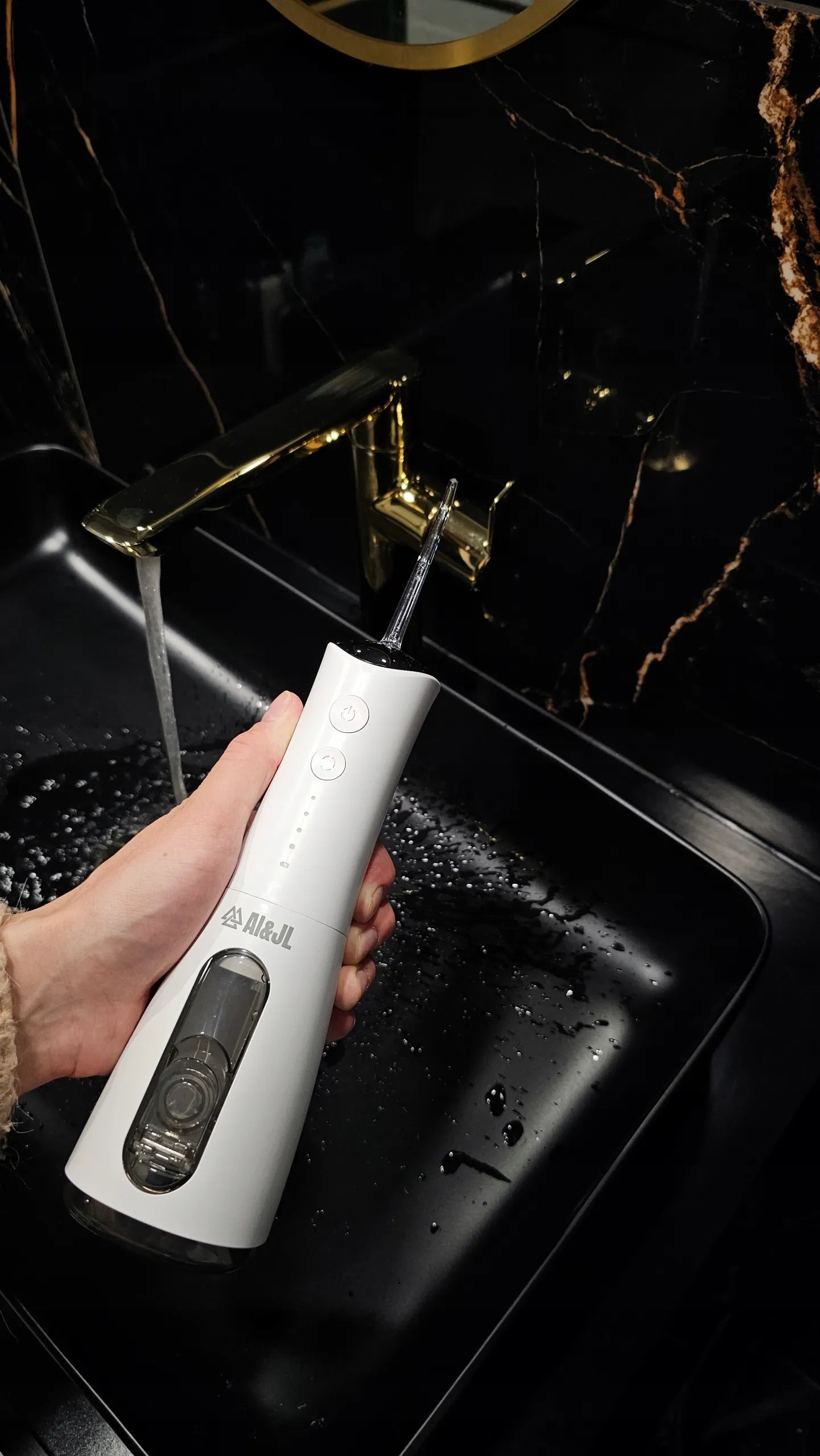 Belaidis dantų irigatorius AI&JL USB-C IPX7 su 5 antgaliais, 300 ml