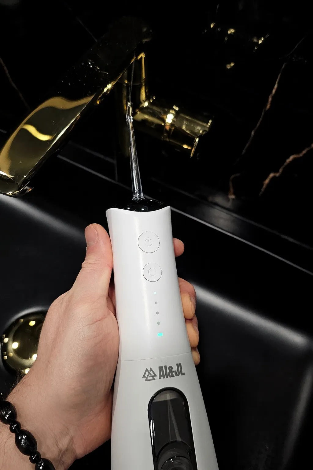 Belaidis dantų irigatorius AI&JL USB-C IPX7 su 5 antgaliais, 300 ml
