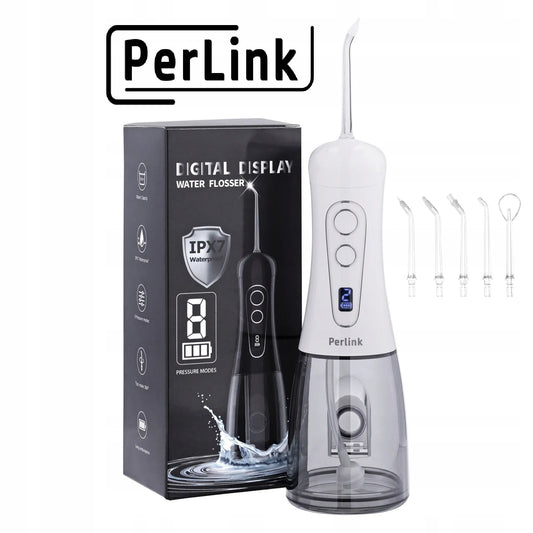 BELAIDIS DANTŲ IRIGATORIUS PERLINK SMART 8 REŽIMŲ, 5 ANTGALIAI, PROFESIONALUS
