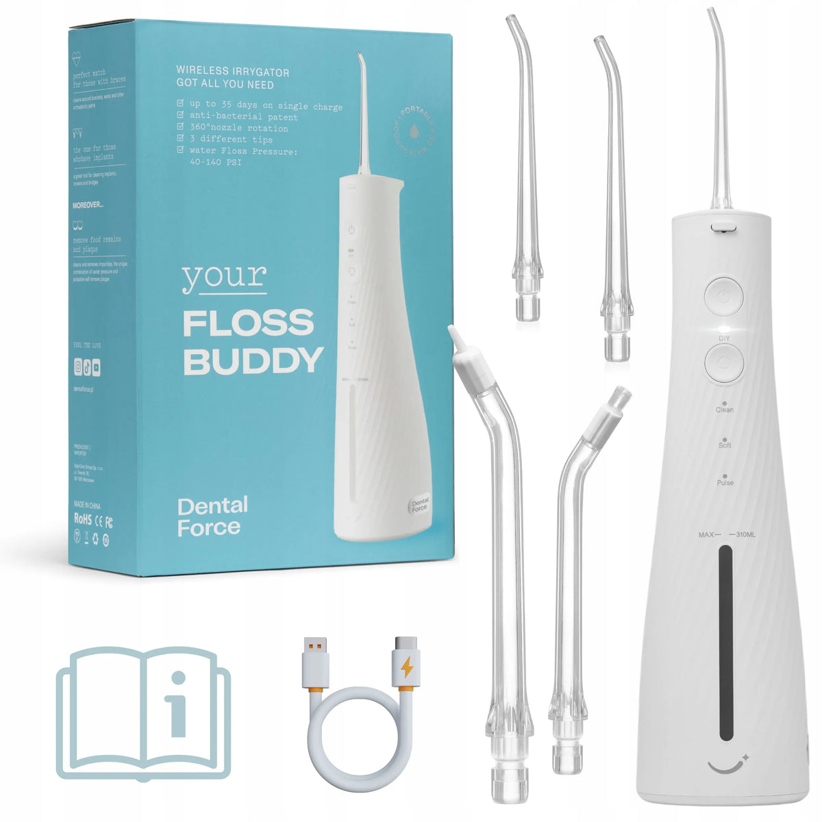 Belaidis DentalForce dantų irigatorius burnos higienai, 310 ml