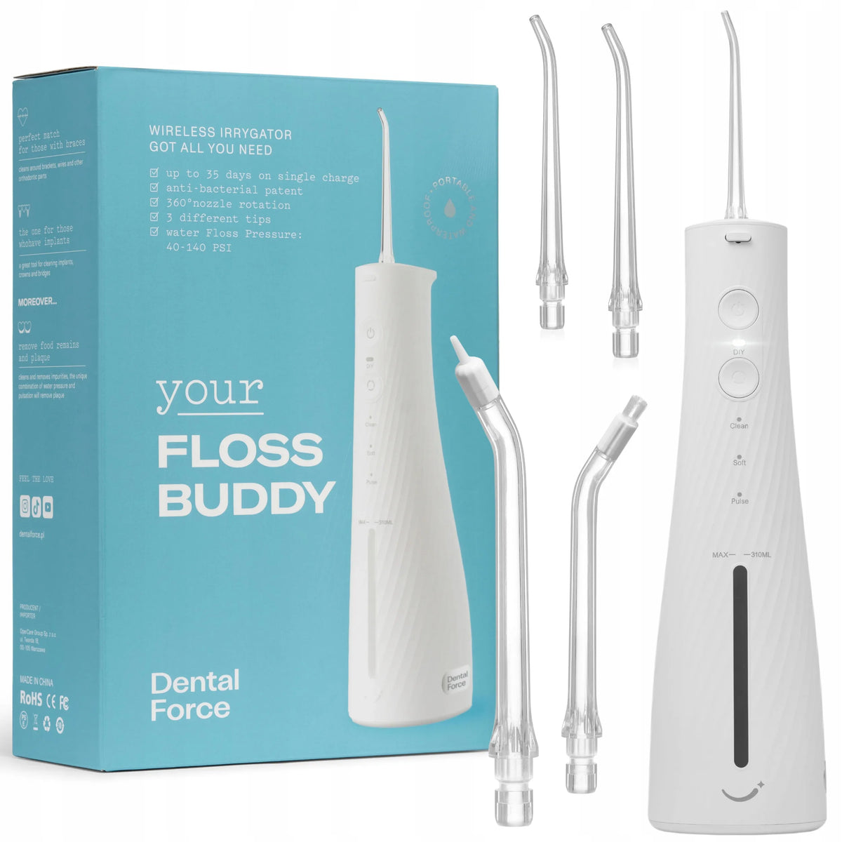 Belaidis DentalForce dantų irigatorius burnos higienai, 310 ml