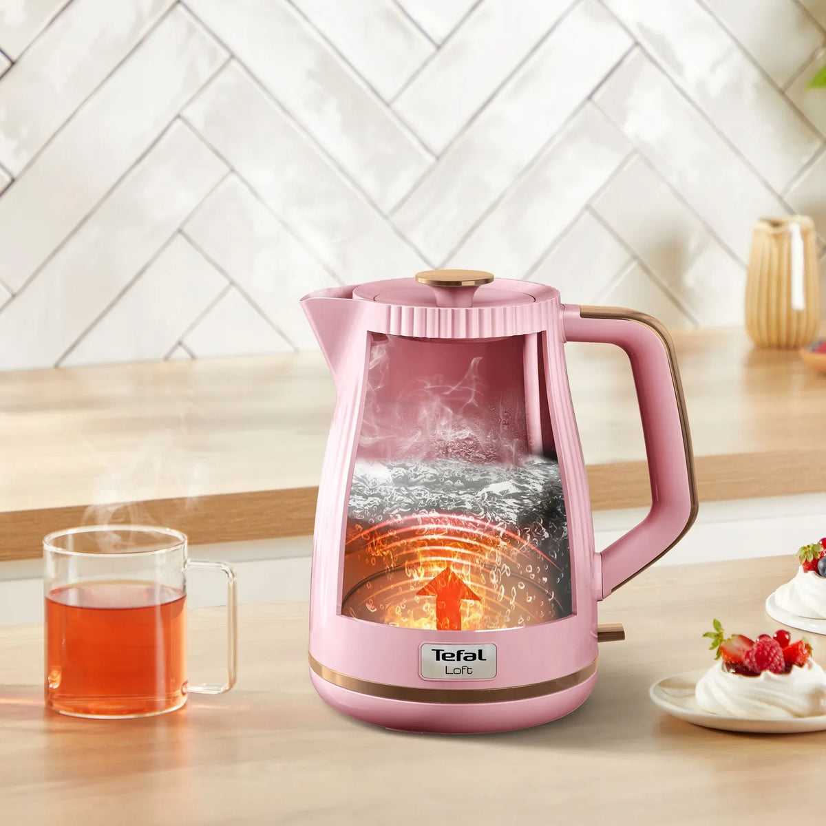 Belaidis elektrinis virdulys TEFAL Loft KO2517 2400 W, rožinis