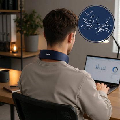 Belaidis kaklo ir sprando masažuoklis Boste EMS su šildymu, vibracija ir USB-C