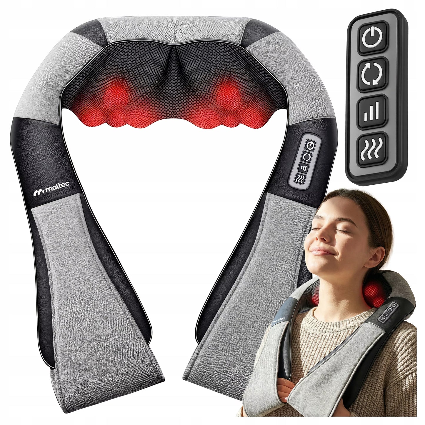 Belaidis kaklo, sprando ir nugaros masažuoklis su šildymo funkcija Maltec MAX-Comfy 2000