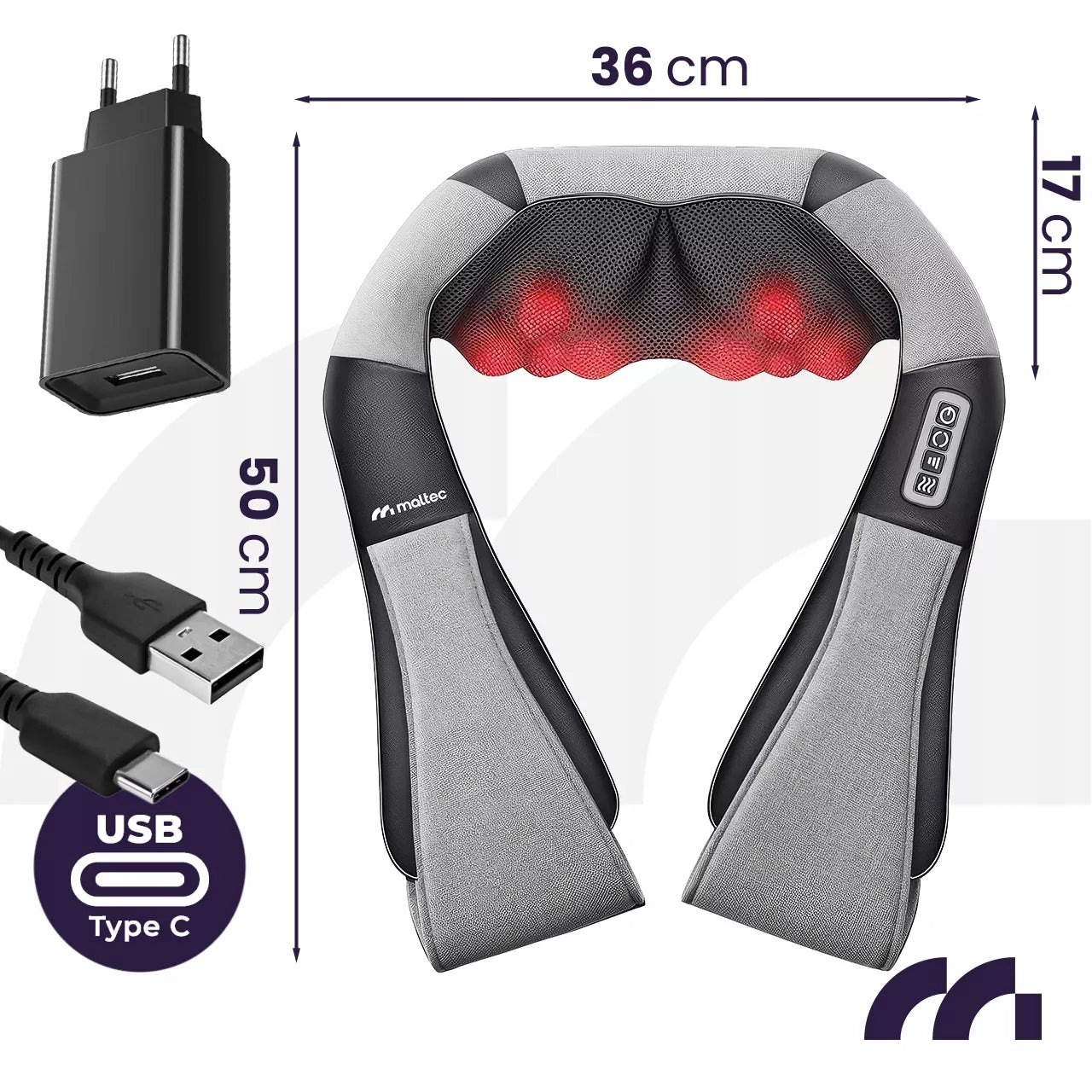Belaidis kaklo, sprando ir nugaros masažuoklis su šildymo funkcija Maltec MAX-Comfy 2000
