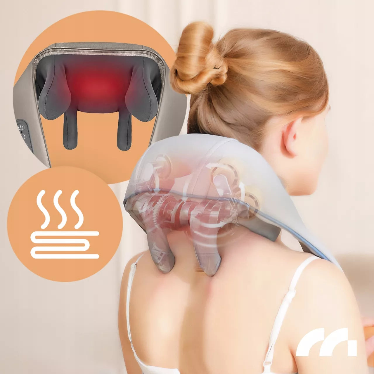 Belaidis kaklo, sprando ir nugaros Shiatsu masažuoklis, masažinis diržas su šildymo funkcija