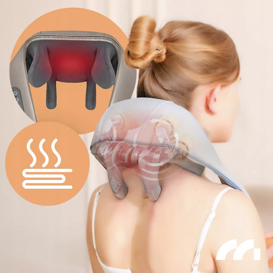 Belaidis kaklo, sprando ir nugaros Shiatsu masažuoklis, masažinis diržas su šildymo funkcija