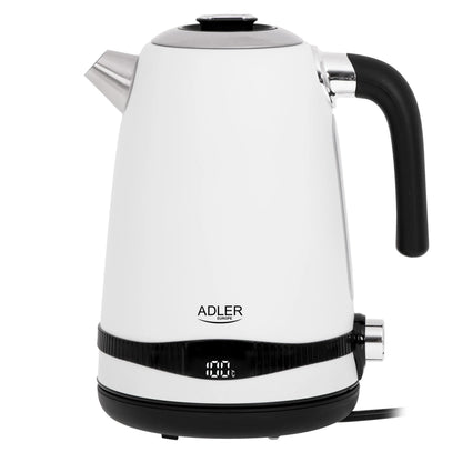 Belaidis metalinis elektrinis virdulys Adler AD1295 White, 1,7 l, 2200 W, su temperatūros reguliavimu