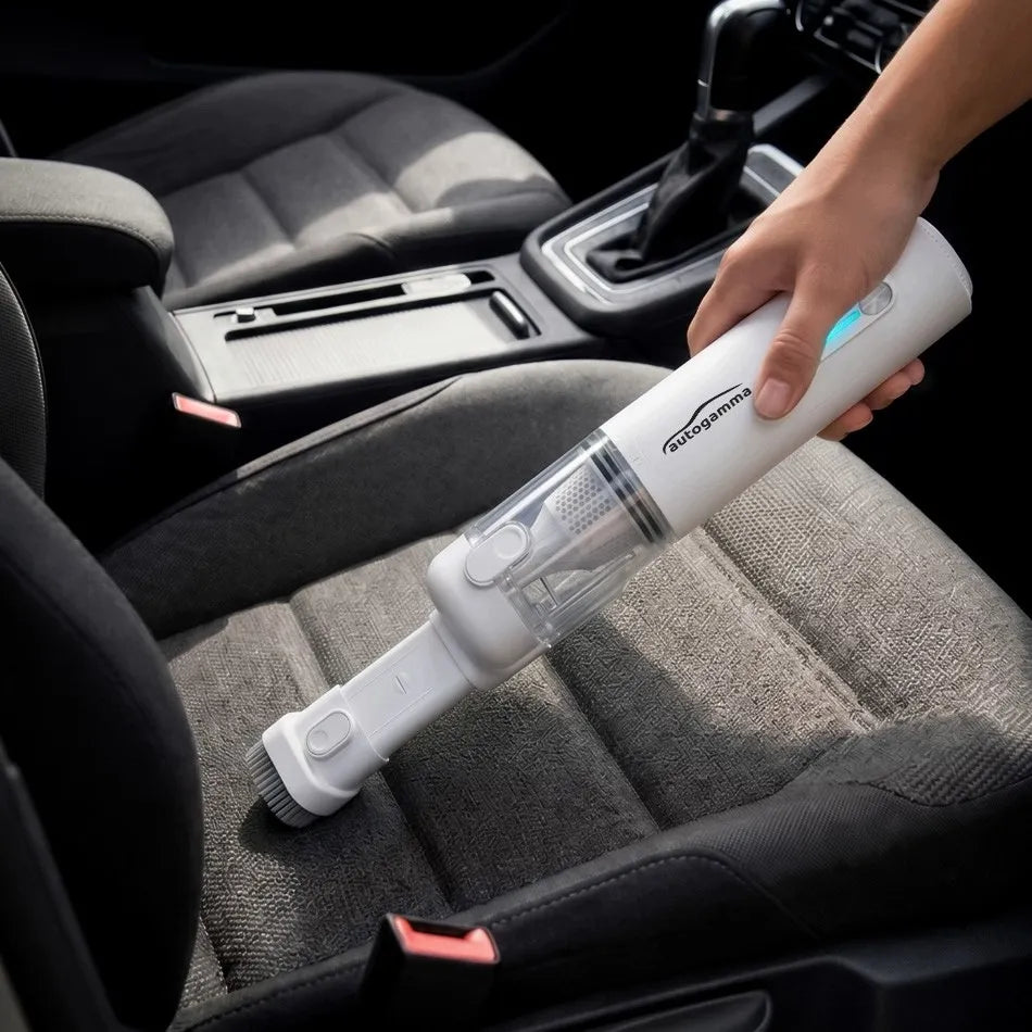 Belaidis rankinis dulkių siurblys 90W automobiliui ir namams, baltas, HEPA