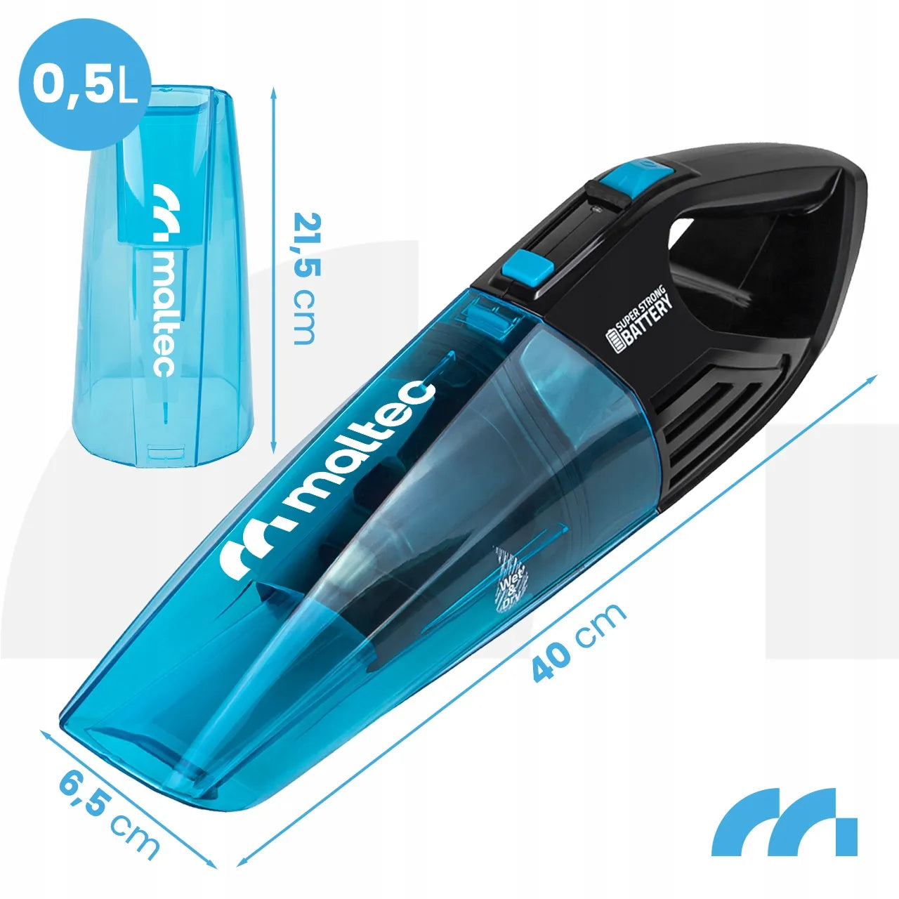 Belaidis rankinis dulkių siurblys Maltec CYCLONE Wet&Dry 500 12w1