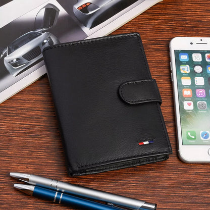 „Beltimore“ D49 klasikinė didelė juoda vertikali vyriška piniginė iš natūralios odos