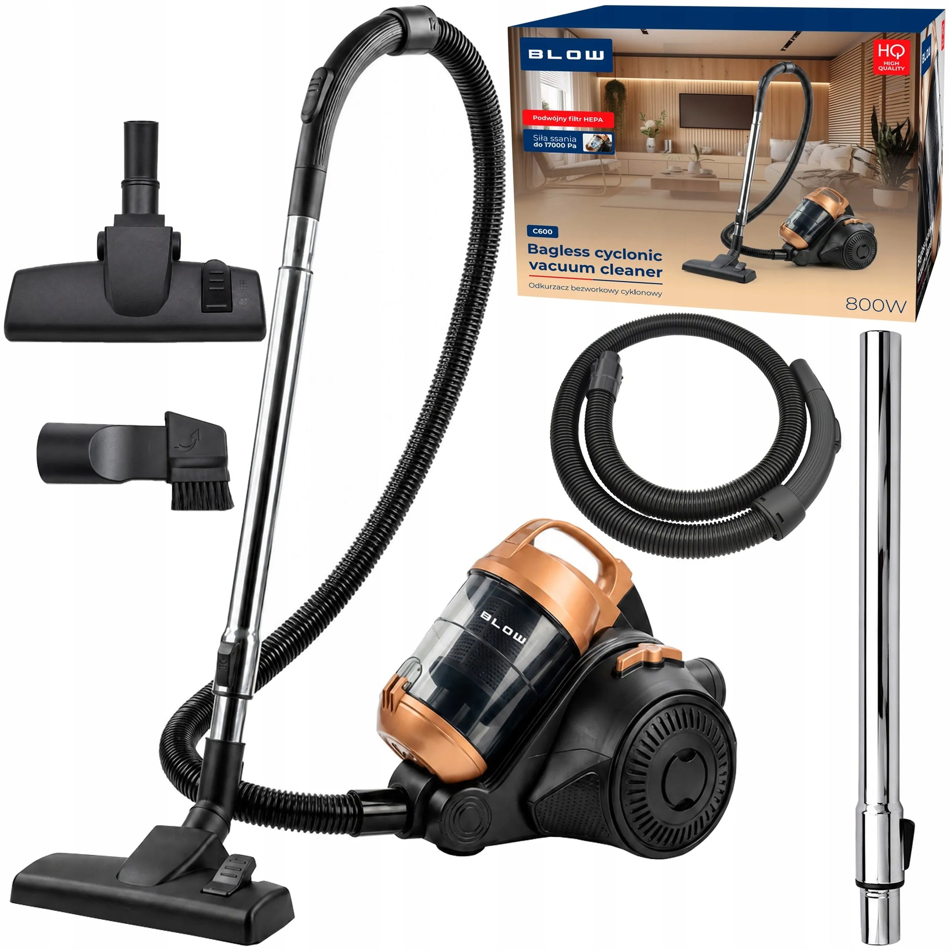 Bemaiklis cikloninis dulkių siurblys BLOW C600 HEPA 800W