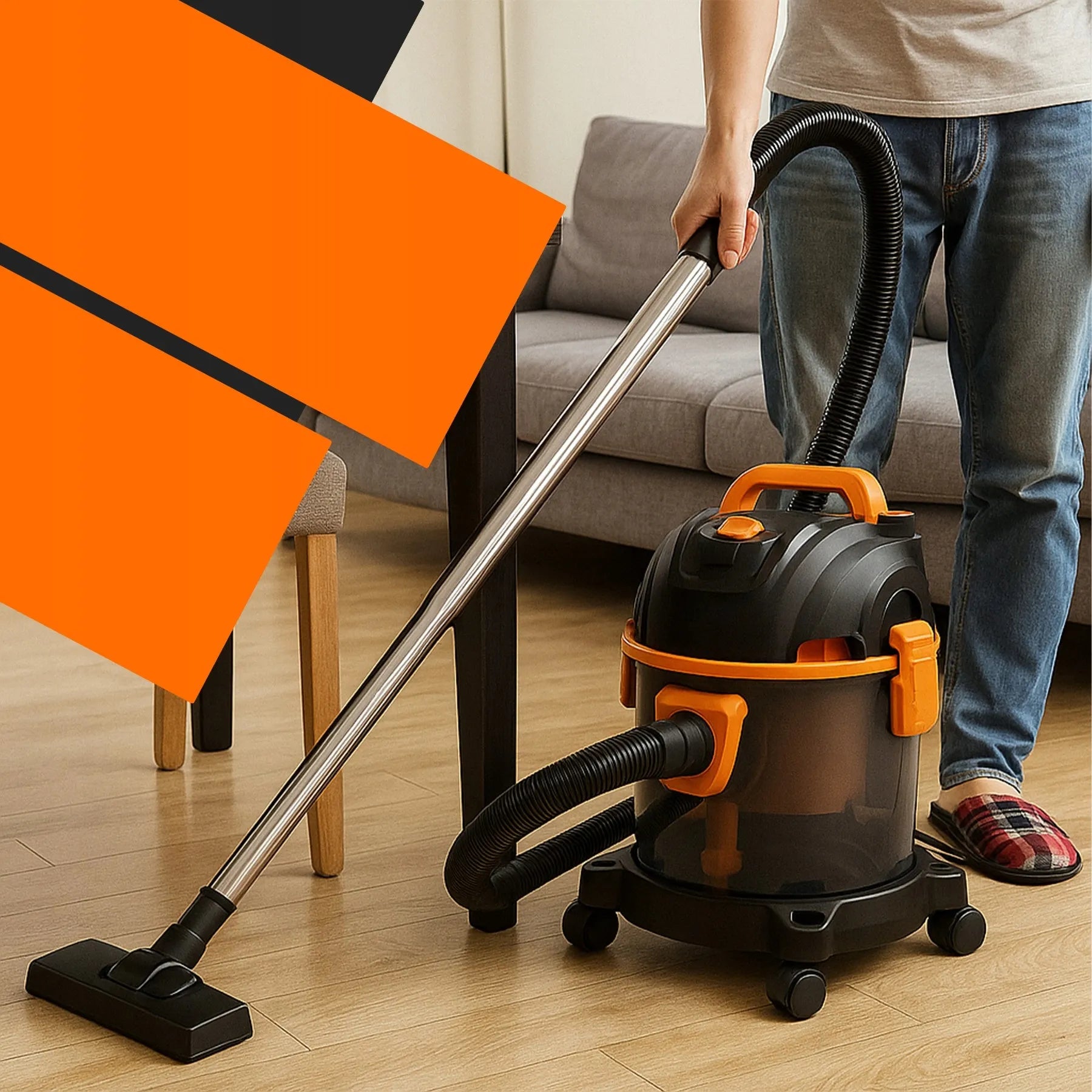 BEMAISIS PRAMONINIS DULKIŲ SIURBLYS ŠLAPIAM IR SAUSAM VALYMUI, GALINGAS 2200W, TURBO, 25L
