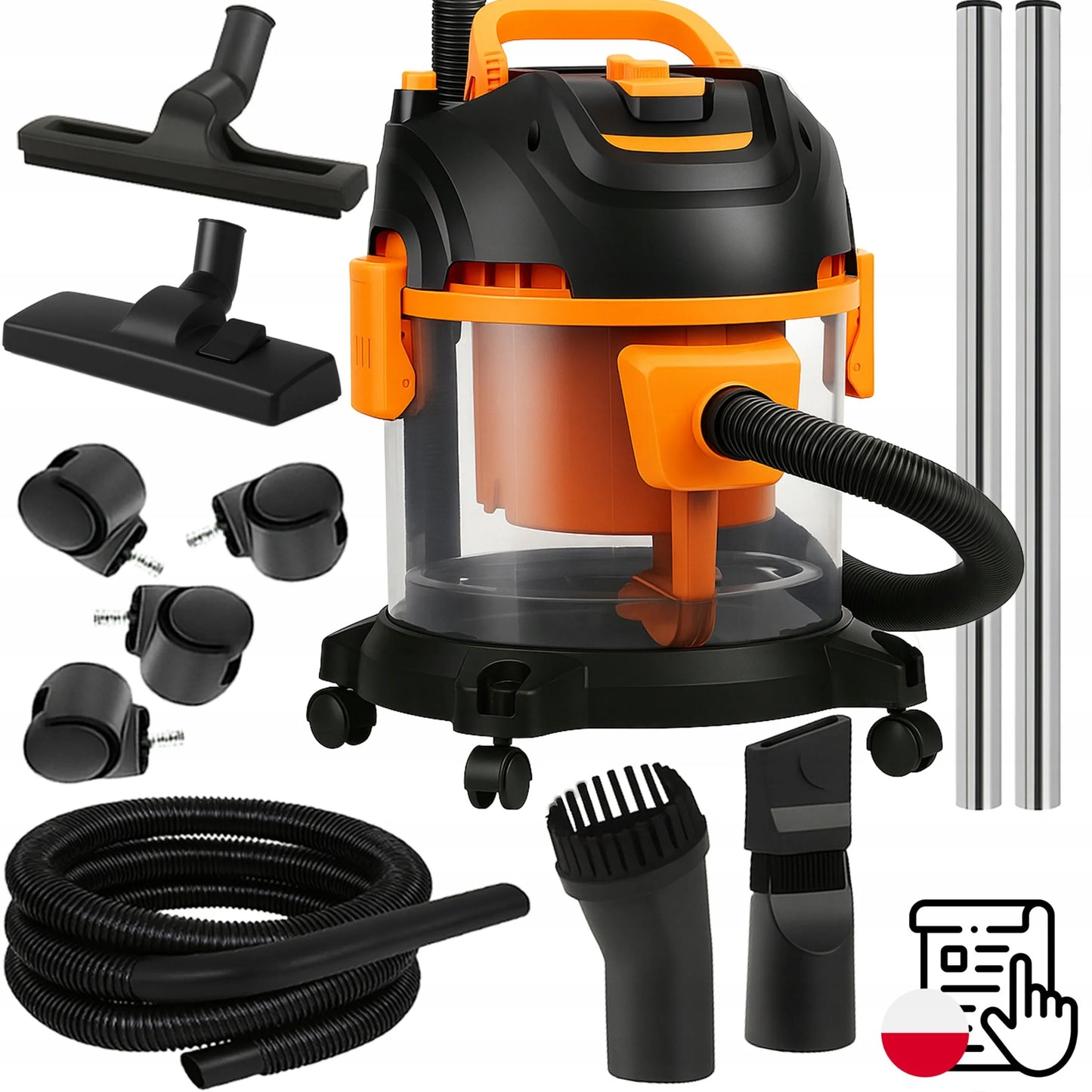 BEMAISIS PRAMONINIS DULKIŲ SIURBLYS ŠLAPIAM IR SAUSAM VALYMUI, GALINGAS 2200W, TURBO, 25L