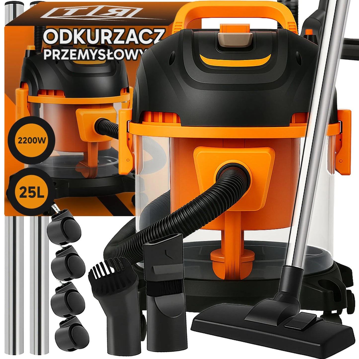 BEMAISIS PRAMONINIS DULKIŲ SIURBLYS ŠLAPIAM IR SAUSAM VALYMUI, GALINGAS 2200W, TURBO, 25L