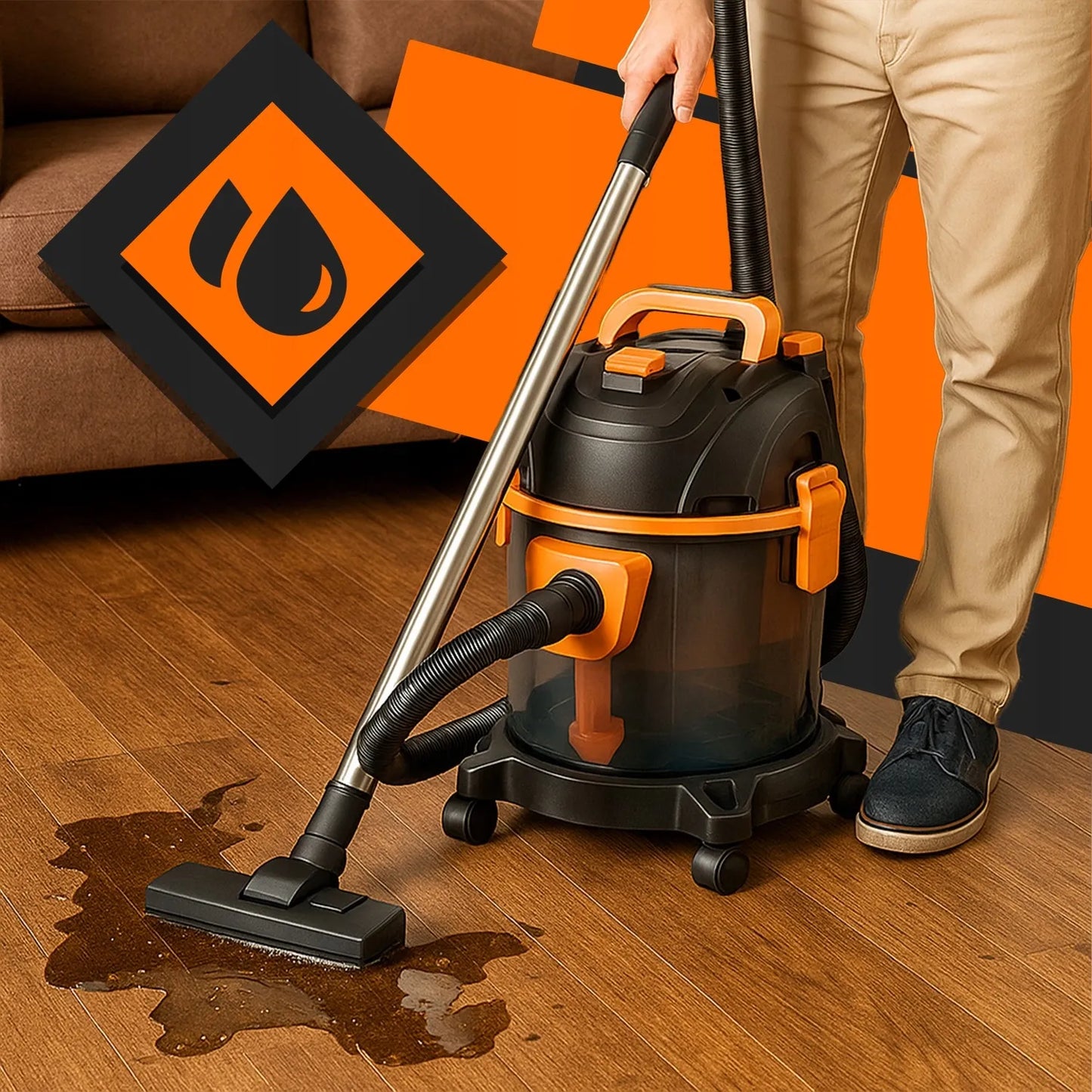 BEMAISIS PRAMONINIS DULKIŲ SIURBLYS ŠLAPIAM IR SAUSAM VALYMUI, GALINGAS 2200W, TURBO, 25L