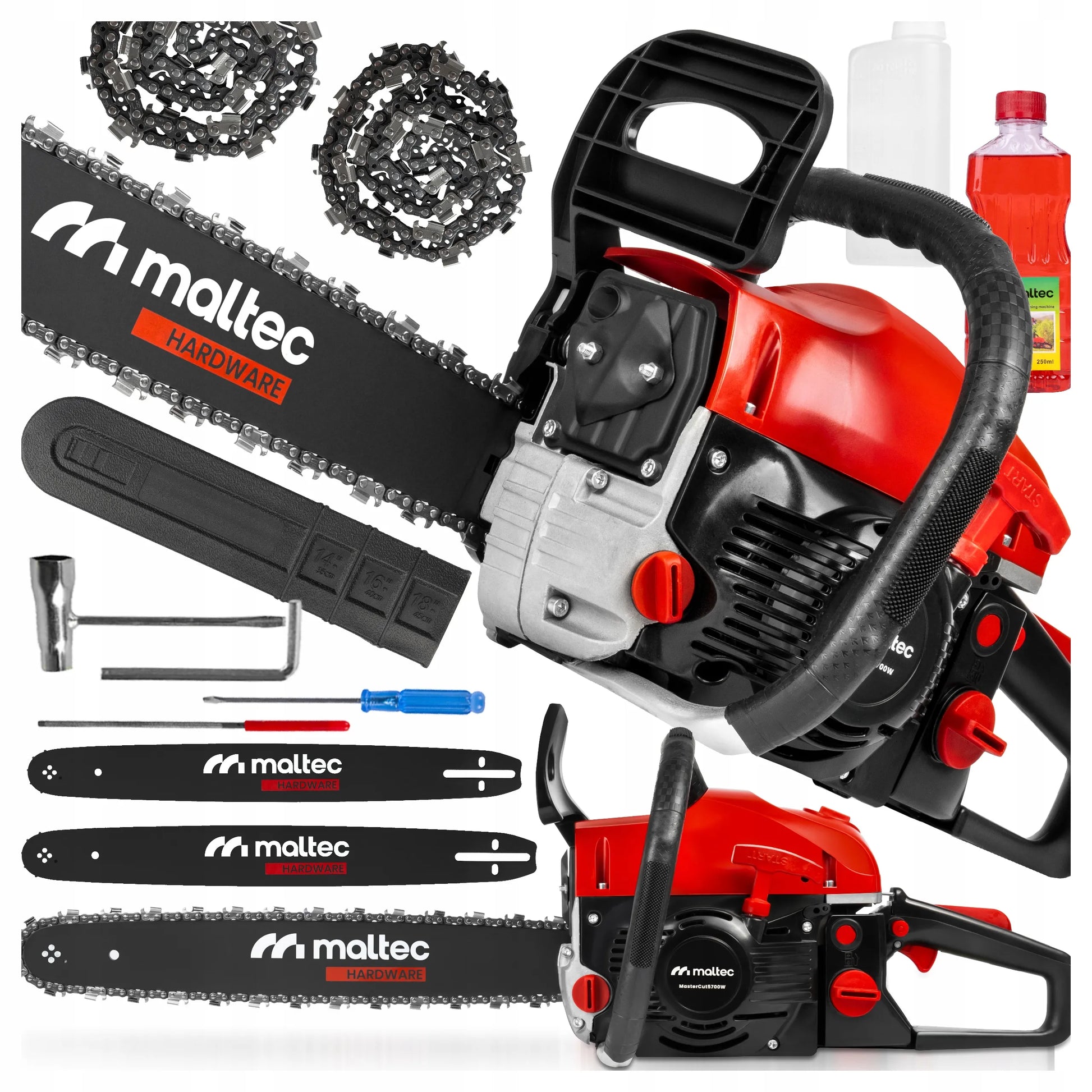 Benzininis grandininis pjūklas Maltec MasterCut5700W 5,7 AG su priedų rinkiniu