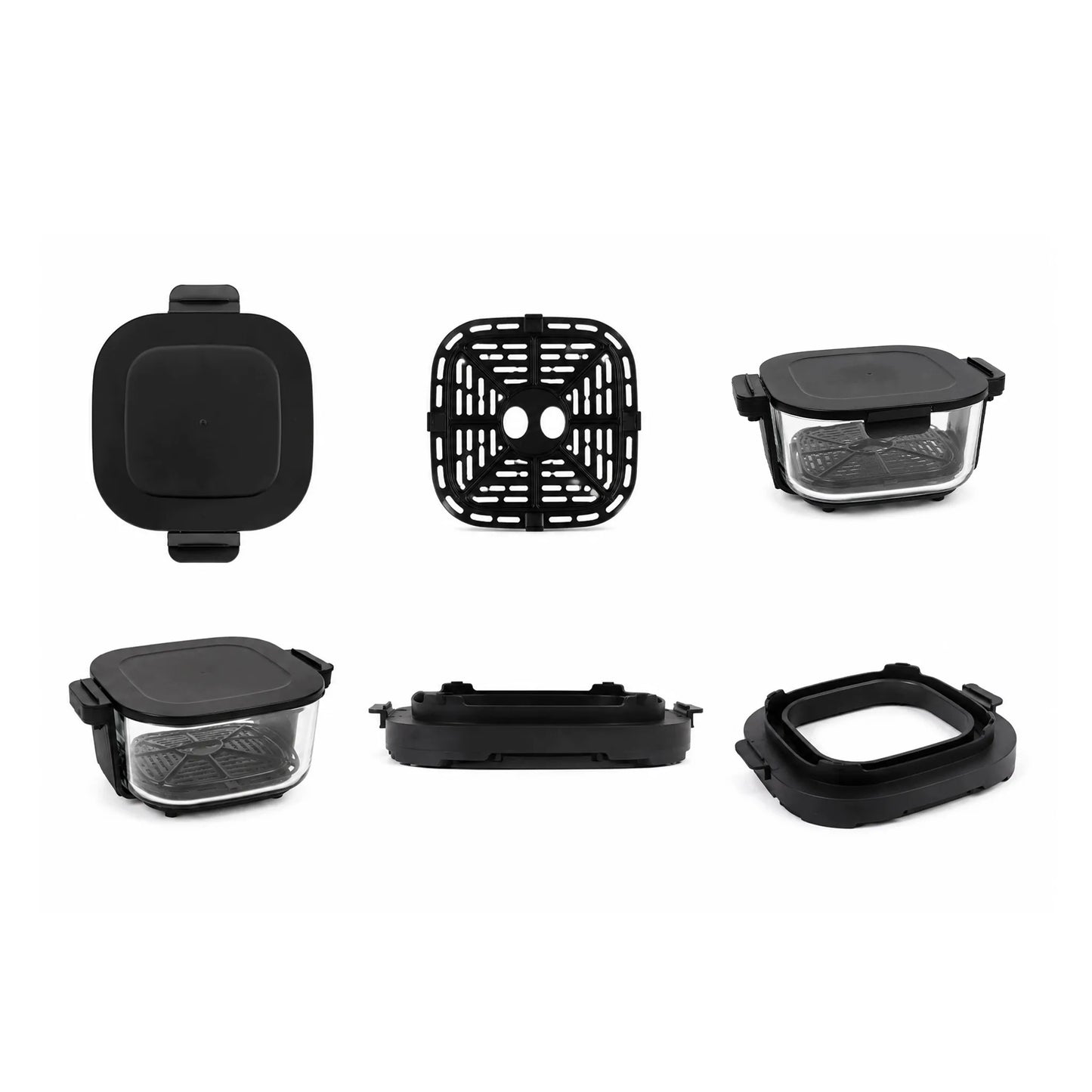 Beriebalė gruzdintuvė Airfryer AirGlass Smart 1500W, stikliniai dubenys 4L+1,5L