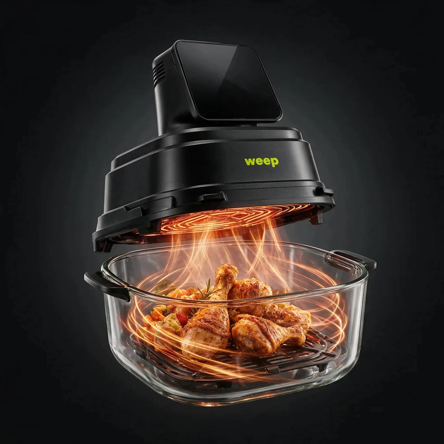 Beriebalė gruzdintuvė Airfryer AirGlass Smart 1500W, stikliniai dubenys 4L+1,5L