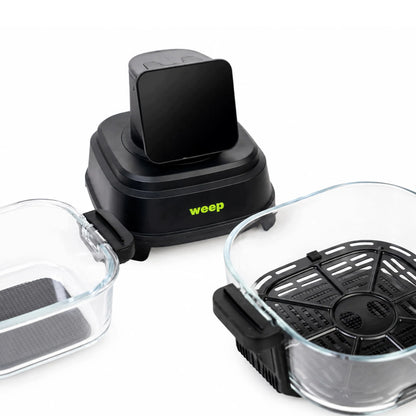 Beriebalė gruzdintuvė Airfryer AirGlass Smart 1500W, stikliniai dubenys 4L+1,5L