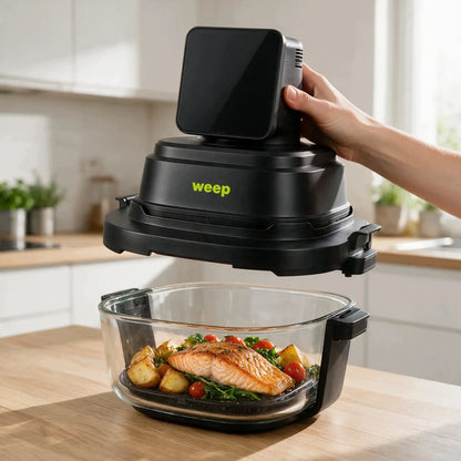 Beriebalė gruzdintuvė Airfryer AirGlass Smart 1500W, stikliniai dubenys 4L+1,5L