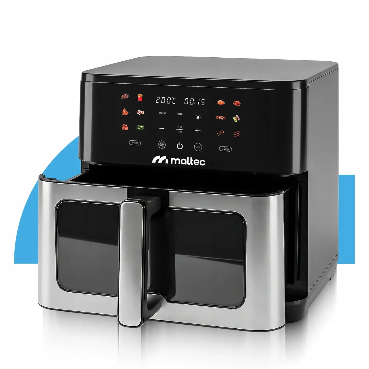 Beriebalė gruzdintuvė Maltec AirFryer 10L 2000W su stebėjimo langeliu ir kepimo padėklais