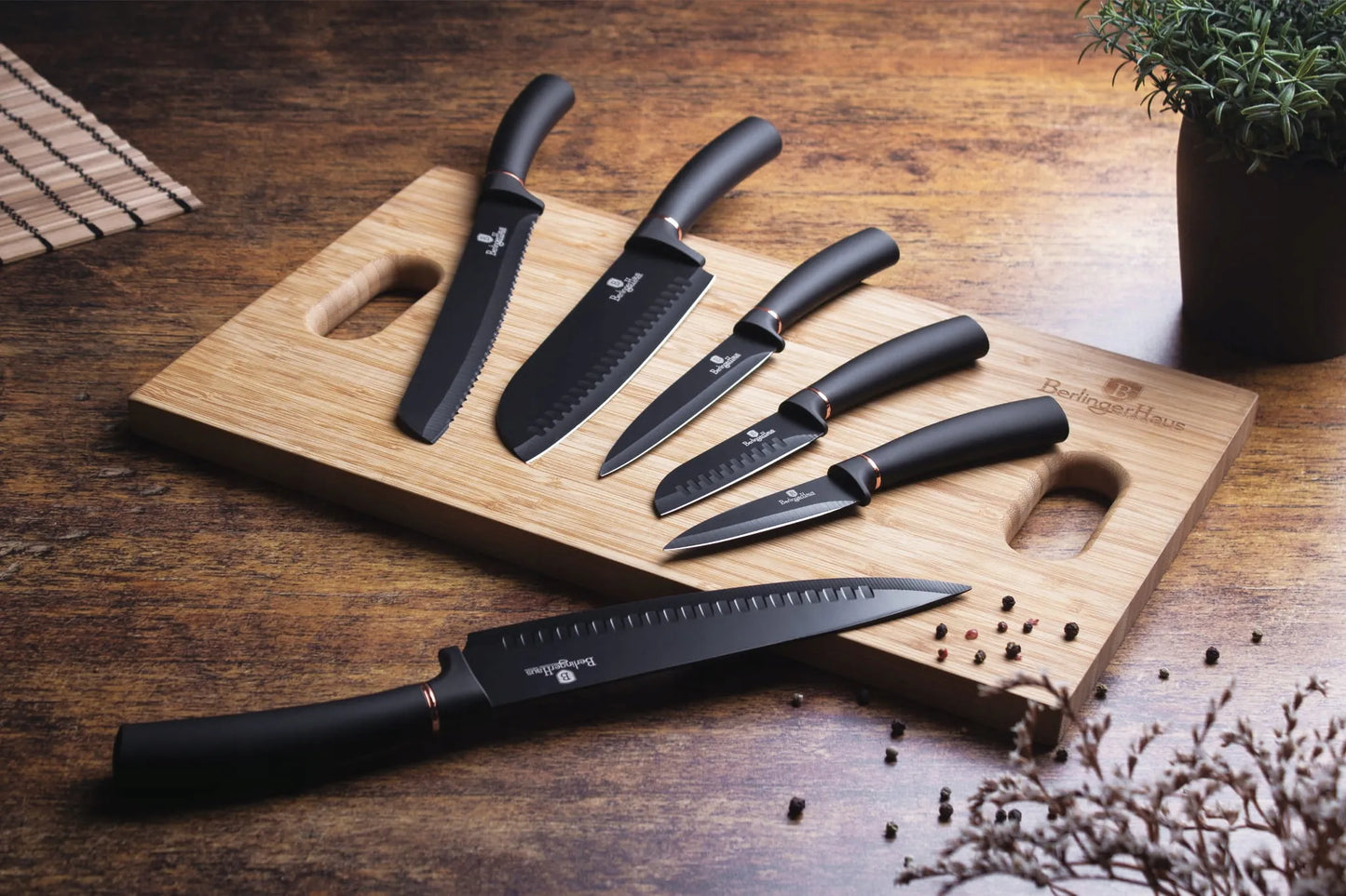 Berlinger Haus Black Rosegold 6 dalių peilių rinkinys BH-2337